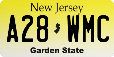 NJ license plate A28WMC