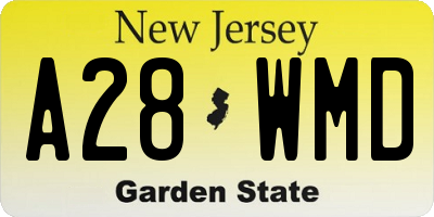 NJ license plate A28WMD