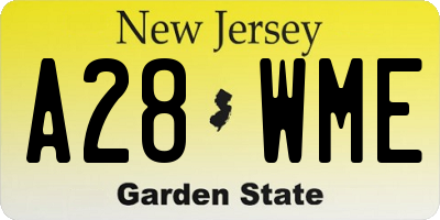 NJ license plate A28WME