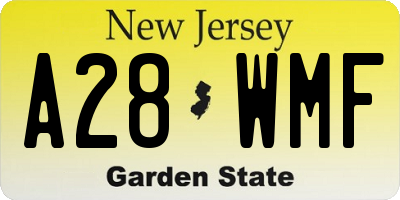 NJ license plate A28WMF