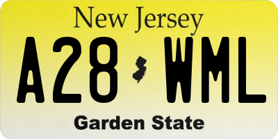 NJ license plate A28WML