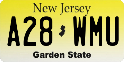 NJ license plate A28WMU
