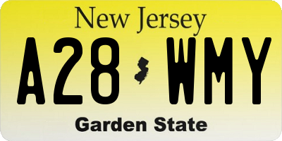 NJ license plate A28WMY