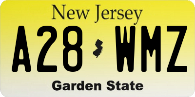 NJ license plate A28WMZ