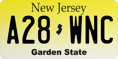 NJ license plate A28WNC