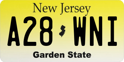 NJ license plate A28WNI