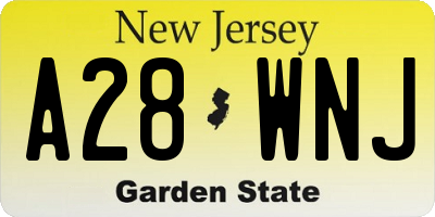 NJ license plate A28WNJ