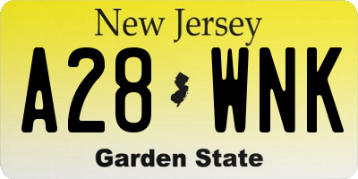 NJ license plate A28WNK