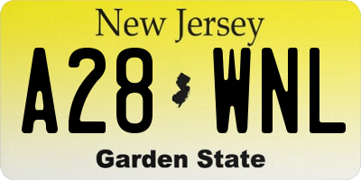 NJ license plate A28WNL