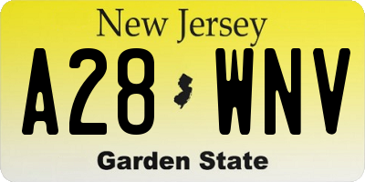 NJ license plate A28WNV