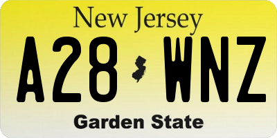 NJ license plate A28WNZ