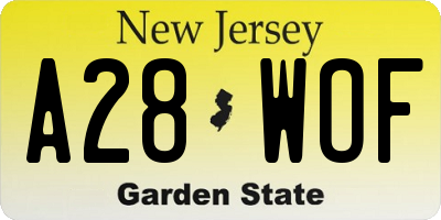NJ license plate A28WOF