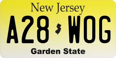 NJ license plate A28WOG