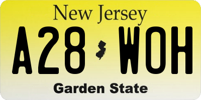 NJ license plate A28WOH