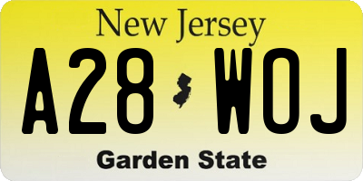 NJ license plate A28WOJ