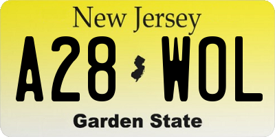 NJ license plate A28WOL