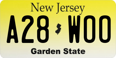 NJ license plate A28WOO