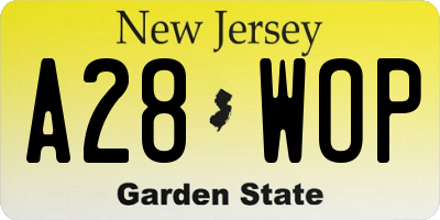 NJ license plate A28WOP