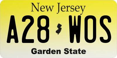NJ license plate A28WOS