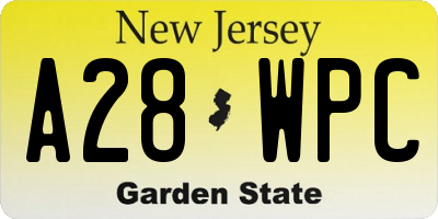 NJ license plate A28WPC
