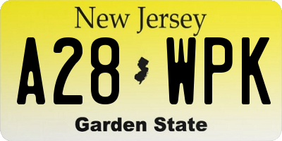 NJ license plate A28WPK