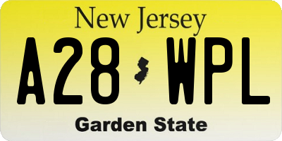 NJ license plate A28WPL