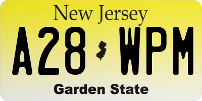 NJ license plate A28WPM