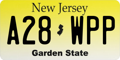 NJ license plate A28WPP