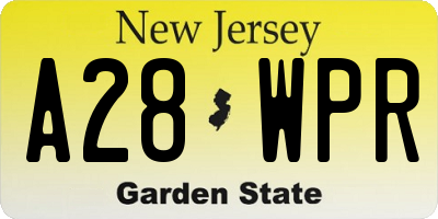 NJ license plate A28WPR