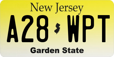 NJ license plate A28WPT