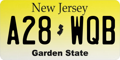 NJ license plate A28WQB
