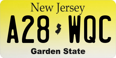 NJ license plate A28WQC