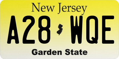 NJ license plate A28WQE