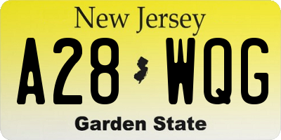NJ license plate A28WQG