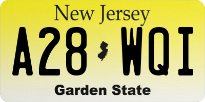 NJ license plate A28WQI