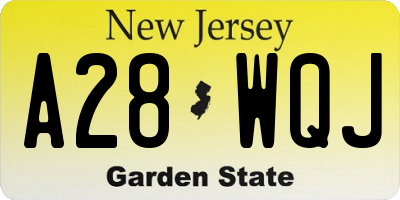NJ license plate A28WQJ