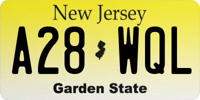 NJ license plate A28WQL