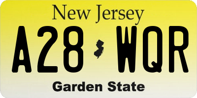NJ license plate A28WQR