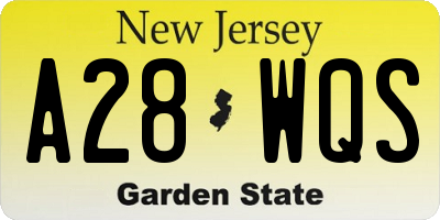 NJ license plate A28WQS