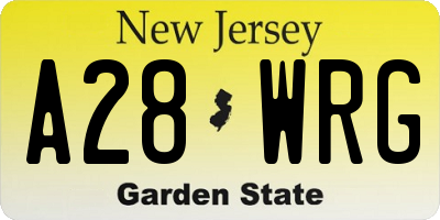 NJ license plate A28WRG