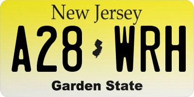NJ license plate A28WRH