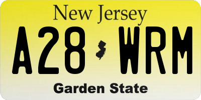 NJ license plate A28WRM