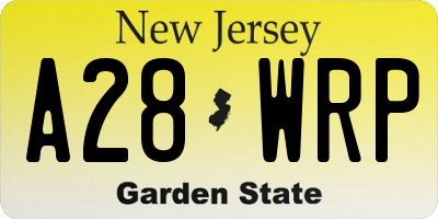 NJ license plate A28WRP