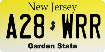 NJ license plate A28WRR
