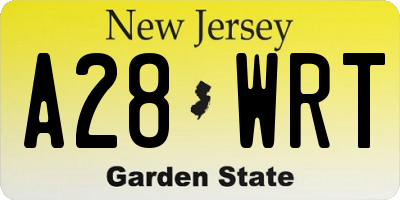 NJ license plate A28WRT