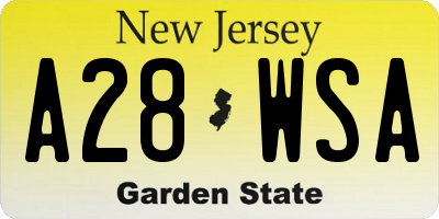 NJ license plate A28WSA