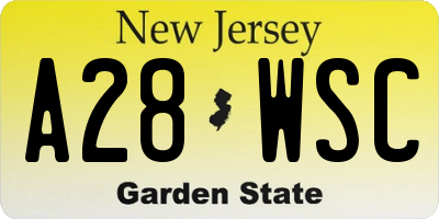 NJ license plate A28WSC