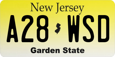 NJ license plate A28WSD