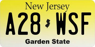 NJ license plate A28WSF