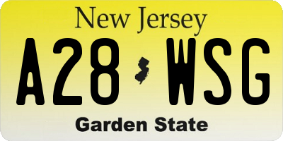 NJ license plate A28WSG